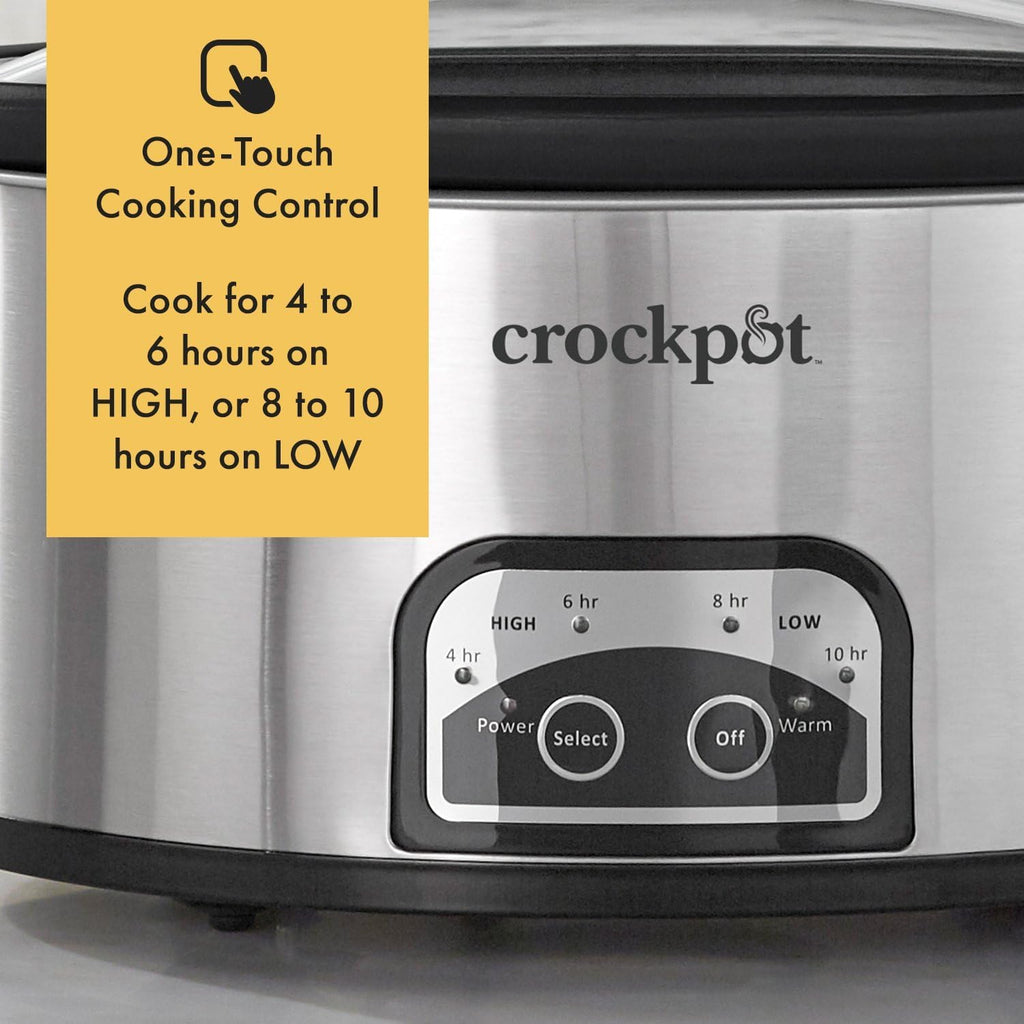 Crock-Pot Large 8-Quart Programmable Slow Cooker with Auto Warm Setting Black Stainless Steel