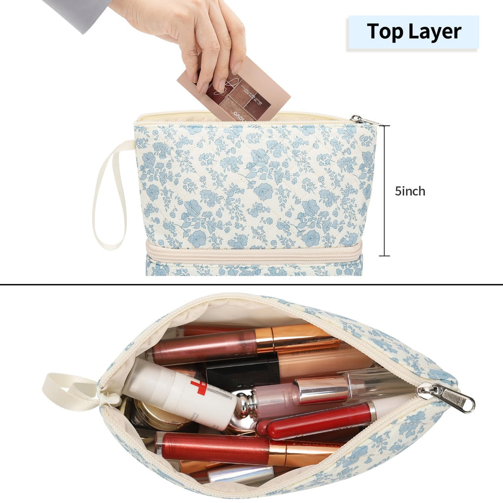 Ethereal Clear Makeup Bag, TSA Travel Makeup Organizer Bag Rose Gold Makeup Bags for Women Small Cosmetic Bag Portable Makeup Bag for Purse