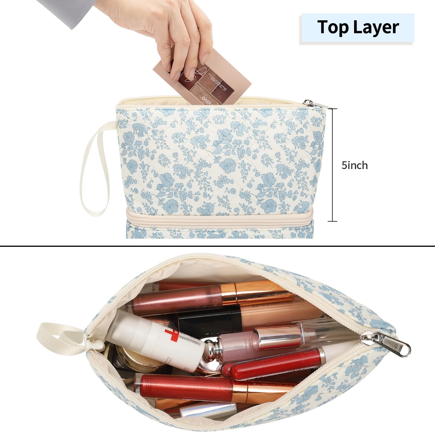 Ethereal Clear Makeup Bag, TSA Travel Makeup Organizer Bag Rose Gold Makeup Bags for Women Small Cosmetic Bag Portable Makeup Bag for Purse