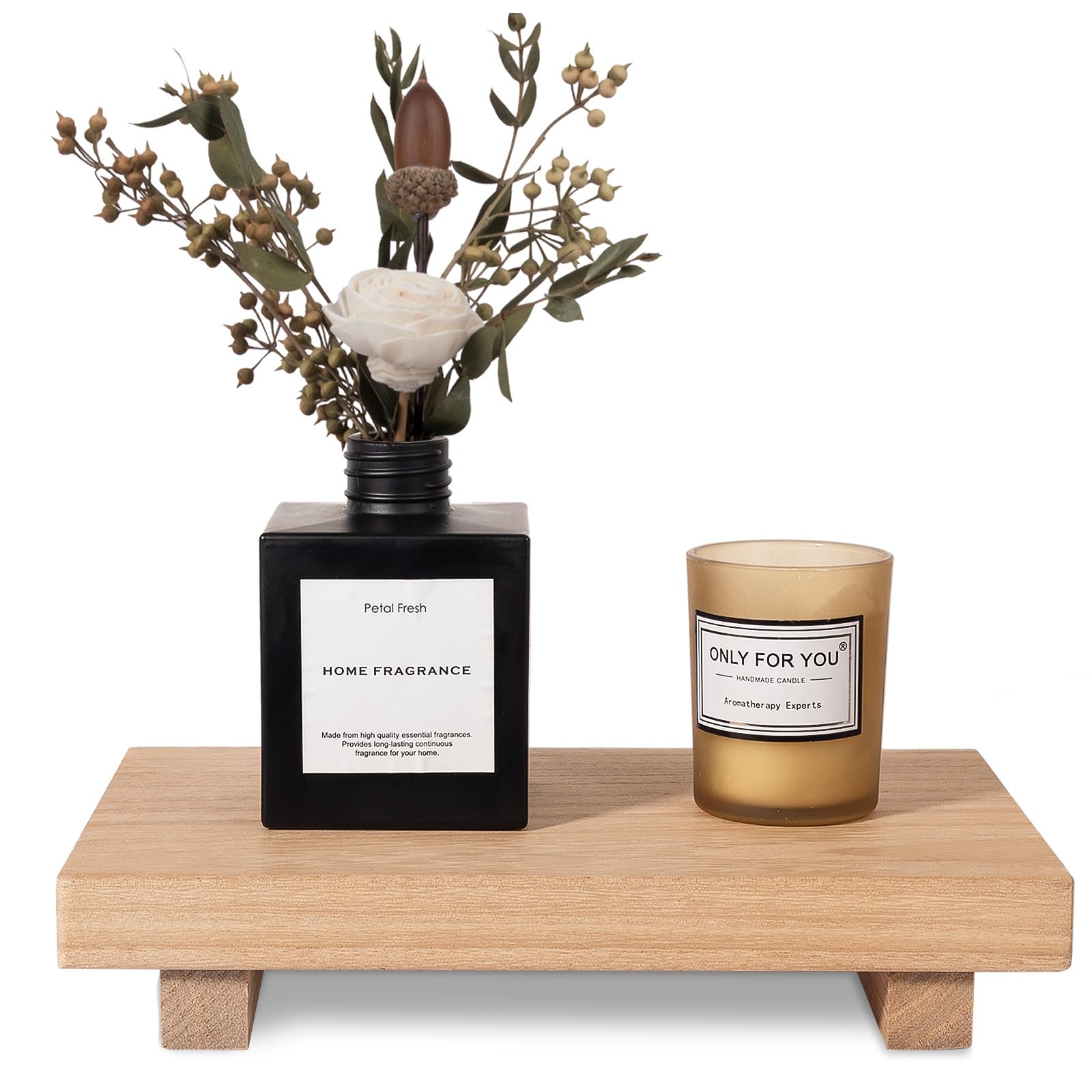 zoocatia Small Wood Tray Pedestal Stand Farmhouse Bathroom Decor Decorative Wooden Riser Kitchen Soap Dish Holder for Vanity, Counter, Sink, 9" x 5.9" - Black