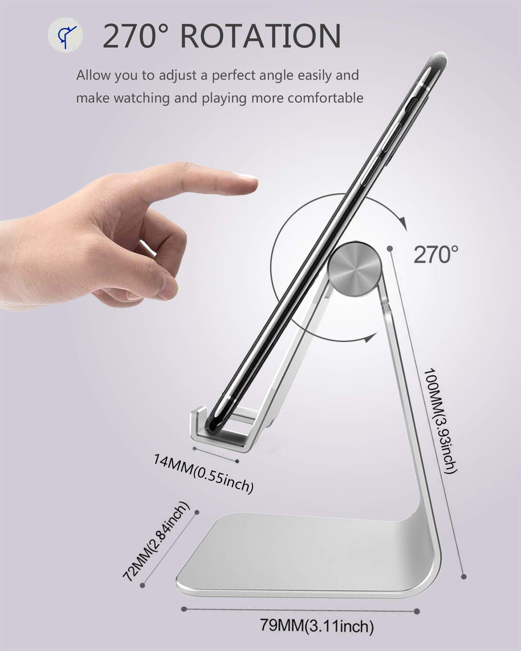 CreaDream Adjustable Cell Phone Stand, Phone Stand, Cradle, Dock, Holder, Aluminum Desktop Stand Compatible with Phone 16 15 14 13 12 11 Pro Max Plus SE, Accessories Desk, All Mobile Phones-Rose Gold