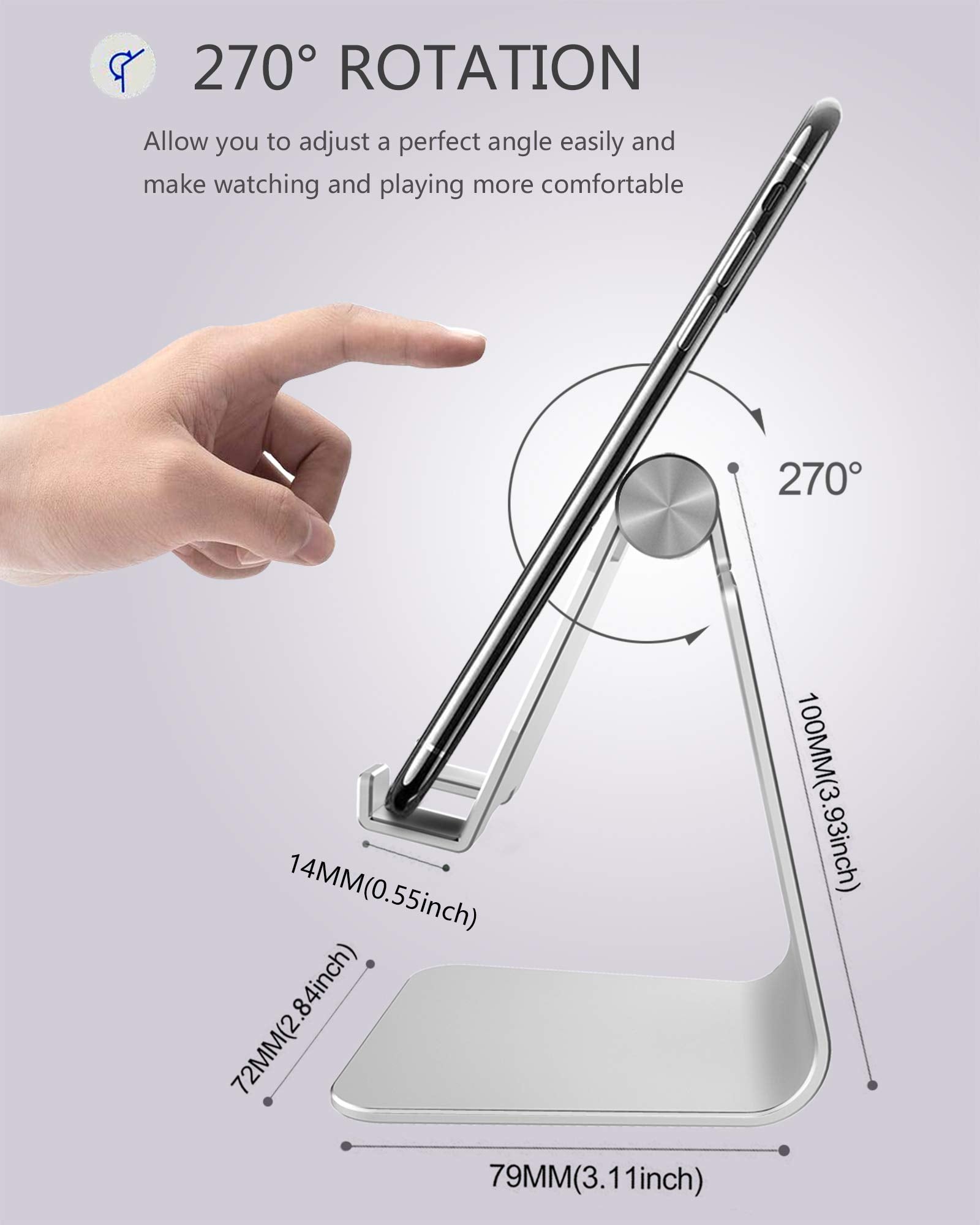 CreaDream Adjustable Cell Phone Stand, Phone Stand, Cradle, Dock, Holder, Aluminum Desktop Stand Compatible with Phone 16 15 14 13 12 11 Pro Max Plus SE, Accessories Desk, All Mobile Phones-Rose Gold