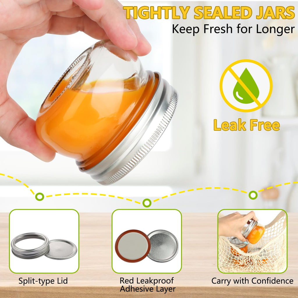 24 Pack 4 oz Mason Jars with Regular Lids and Bands, Small Canning Jars, Mini Glass Jars for Honey Jelly Jam Crafts