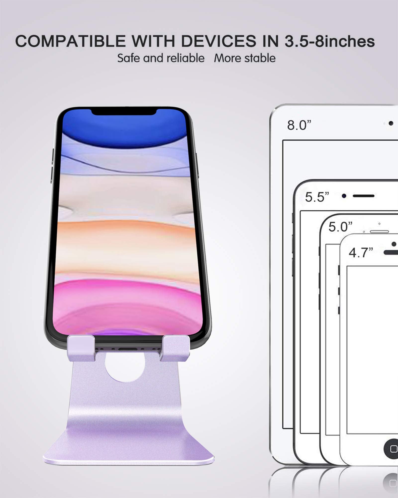 CreaDream Adjustable Cell Phone Stand, Phone Stand, Cradle, Dock, Holder, Aluminum Desktop Stand Compatible with Phone 16 15 14 13 12 11 Pro Max Plus SE, Accessories Desk, All Mobile Phones-Rose Gold