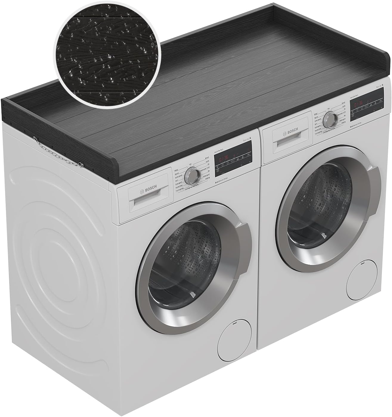 No-installation HDPE Washer Dryer Countertop Washer and Dryer Topper Covers for The Top Laundry Countertop Laundry Room Organization No Water Leakage,Black