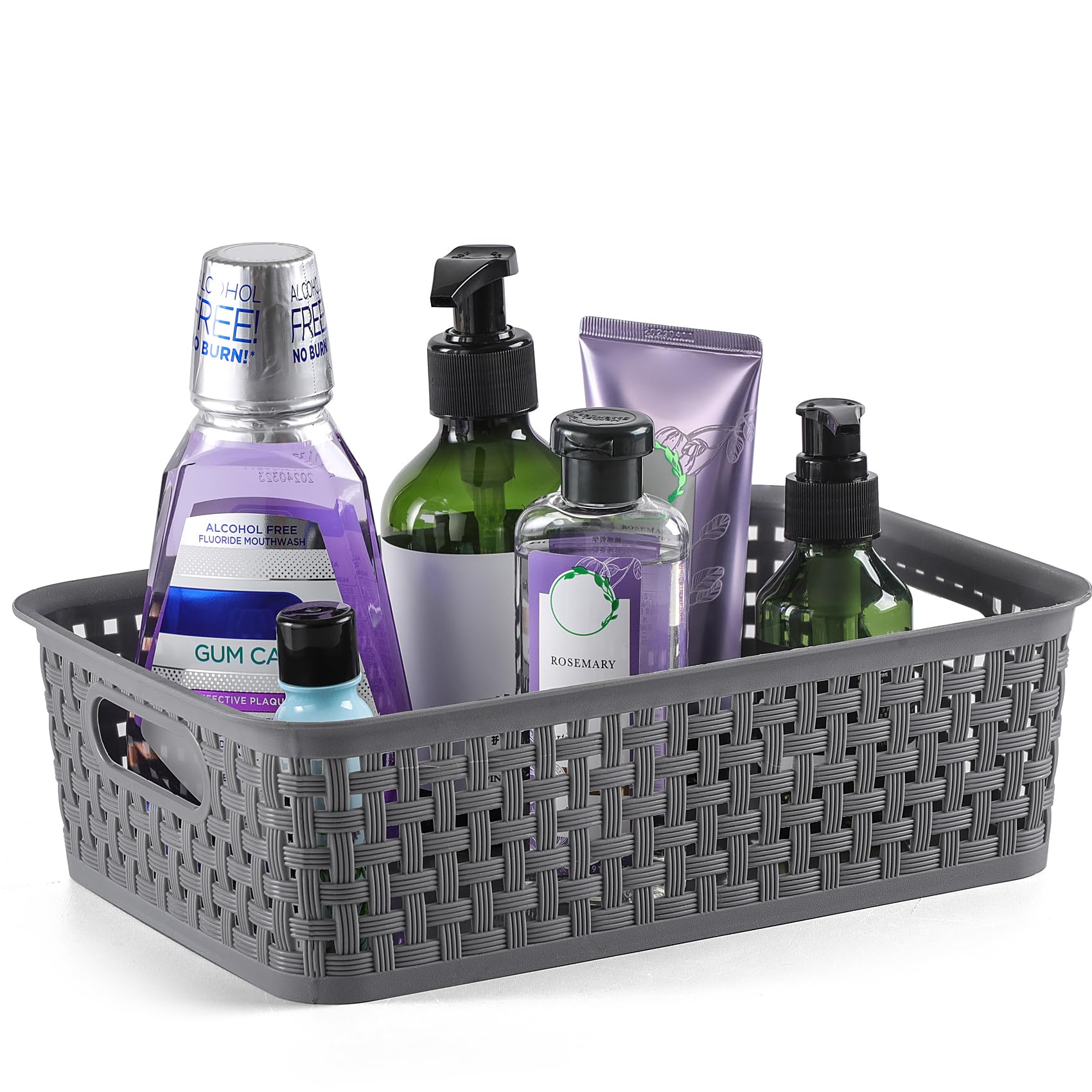 [ 12 Pack ] Plastic Storage Baskets - Small Pantry Organization and Storage Bins - Household Organizers for Laundry Room, Bathrooms, Bedrooms, Kitchens, Cabinets, Countertops, Under Sink or On Shelve