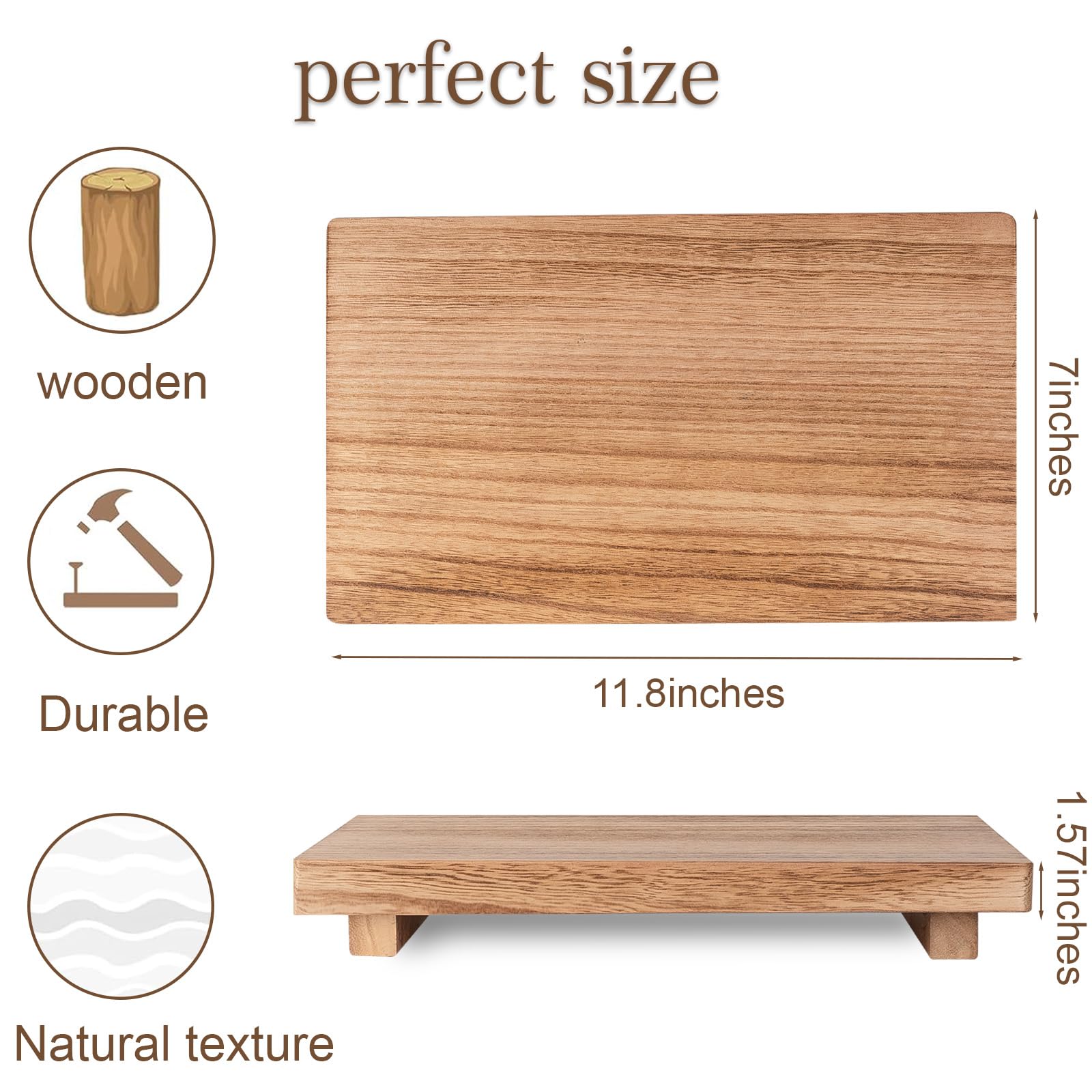 zoocatia Small Wood Tray Pedestal Stand Farmhouse Bathroom Decor Decorative Wooden Riser Kitchen Soap Dish Holder for Vanity, Counter, Sink, 9" x 5.9" - Black