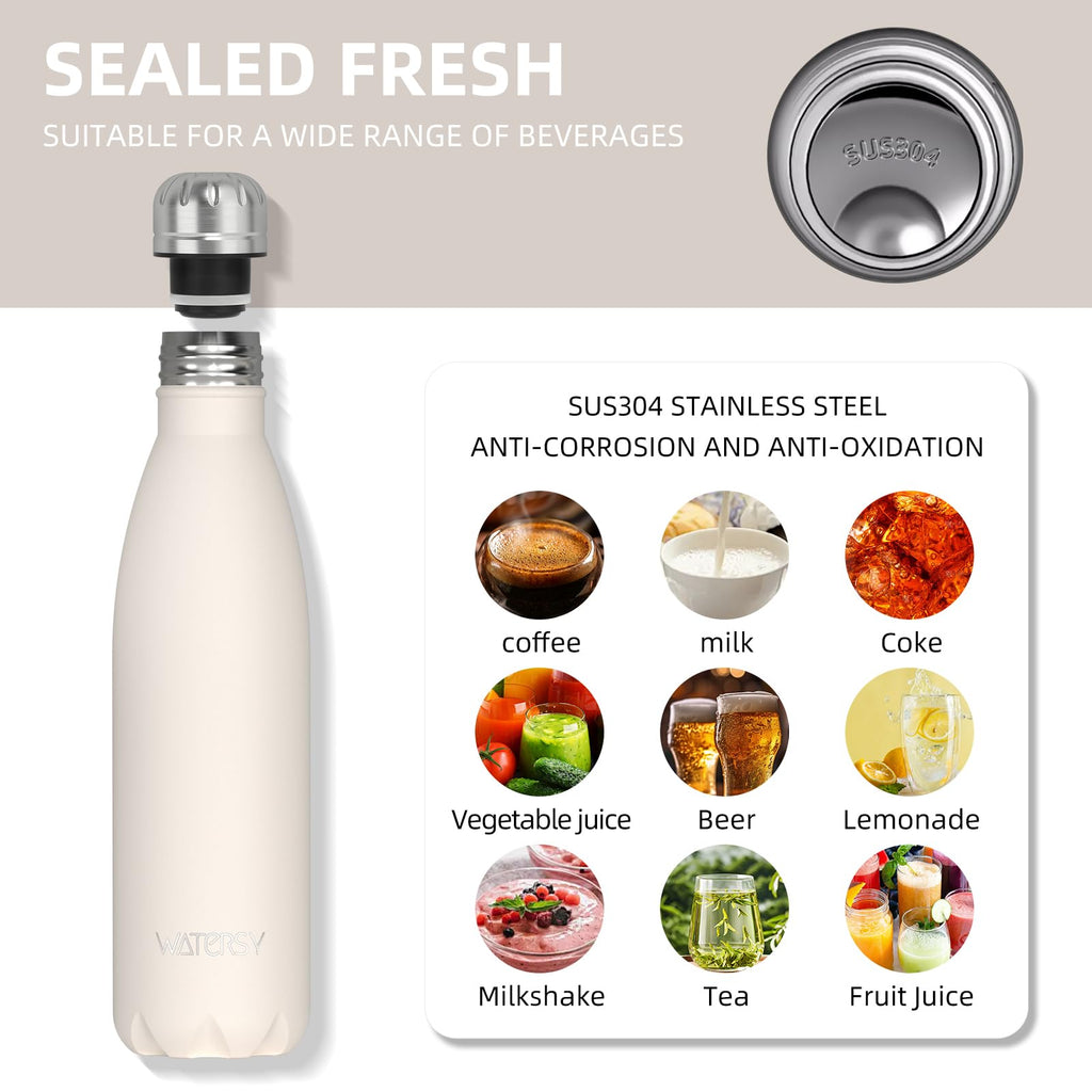 WATERSY Stainless Steel water bottles,17oz/500ml Insulated Water Bottles,Deep Blue metal water bottle Keeps Drink Cold and Hot,BPA Free kids water bottles for School,Gym,Travel,Sports