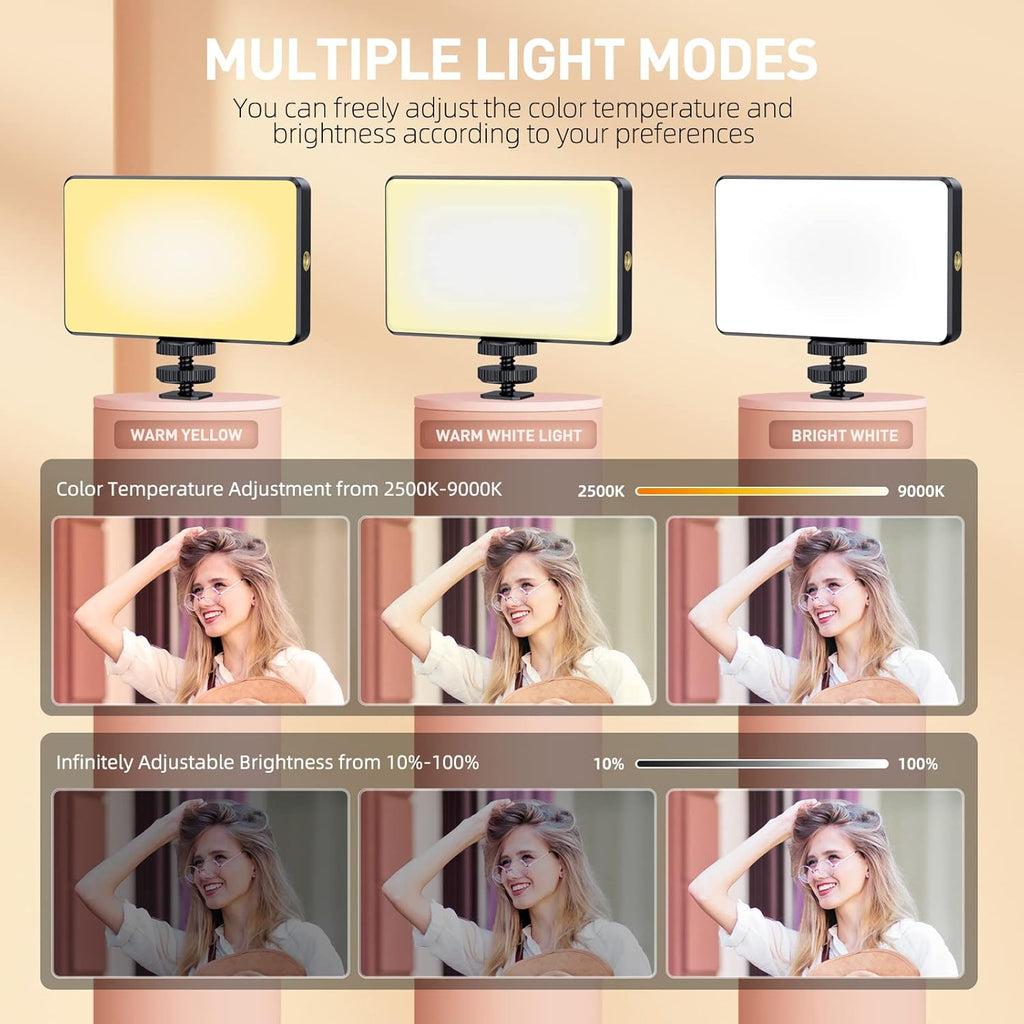 120 LED Phone Light, Selfie Light for iPhone, 5000Mah Rechargeable Clip Video Light for Phone, Camera, Laptop, iPad, Adjusted 3 Lights Modes for Selfie, Video Conference, TikTok, Vlog (Black)