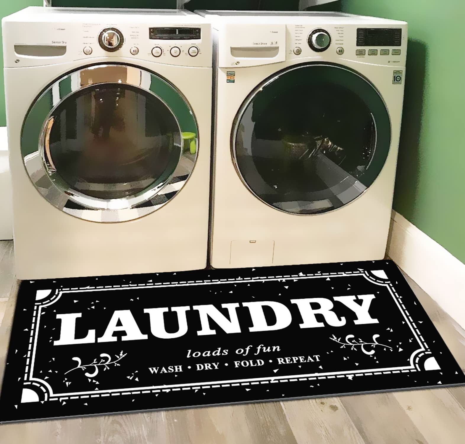 UKELER Laundry Room Rug Runner, Farmhouse Laundry Mats for Washroom Laundry Room Bathroom Kitchen, Non Slip Anti Fatigue Laundry Rugs 48''x20''