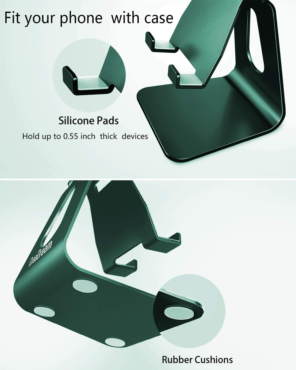 CreaDream Adjustable Cell Phone Stand, Phone Stand, Cradle, Dock, Holder, Aluminum Desktop Stand Compatible with Phone 16 15 14 13 12 11 Pro Max Plus SE, Accessories Desk, All Mobile Phones-Rose Gold