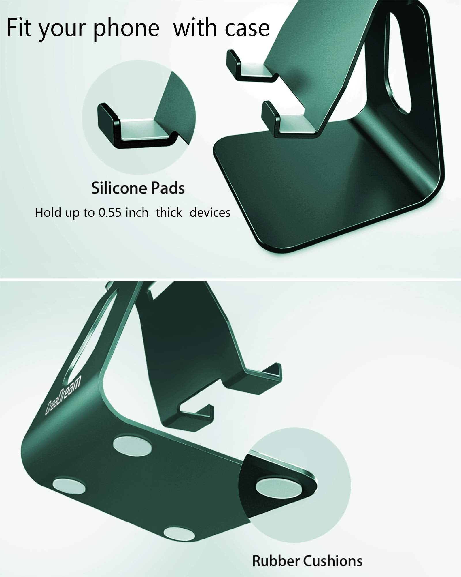 CreaDream Adjustable Cell Phone Stand, Phone Stand, Cradle, Dock, Holder, Aluminum Desktop Stand Compatible with Phone 16 15 14 13 12 11 Pro Max Plus SE, Accessories Desk, All Mobile Phones-Rose Gold