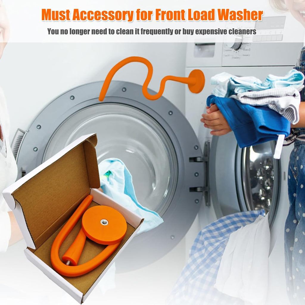 Front Load Washer Door Prop, Removable Flexible Washer Door Stopper, Magnetic Washing Machine Door Holder with 66mm Magnet Base, Keep Washer Door Open to Prevent Odors (Black)