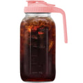 64oz Glass Pitcher with Handle and Lid, 2 Quart Mason Jar Pitcher - Airtight & Leakproof Water Jug with Pour Spout Lid, Glass Containers for Fridge, Perfect for Juice, Cold Brew, Iced & Sun Tea