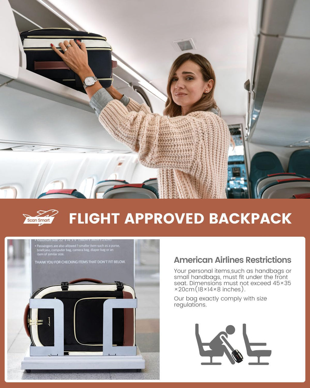 LOVEVOOK Carry On Travel Backpack For Women Men Flight Approved, 40L Personal Item Backpack for Airplanes, Business Weekender Overnight Daypack Fits 17 Inch Laptop, With 2 Packing Cubes, Black