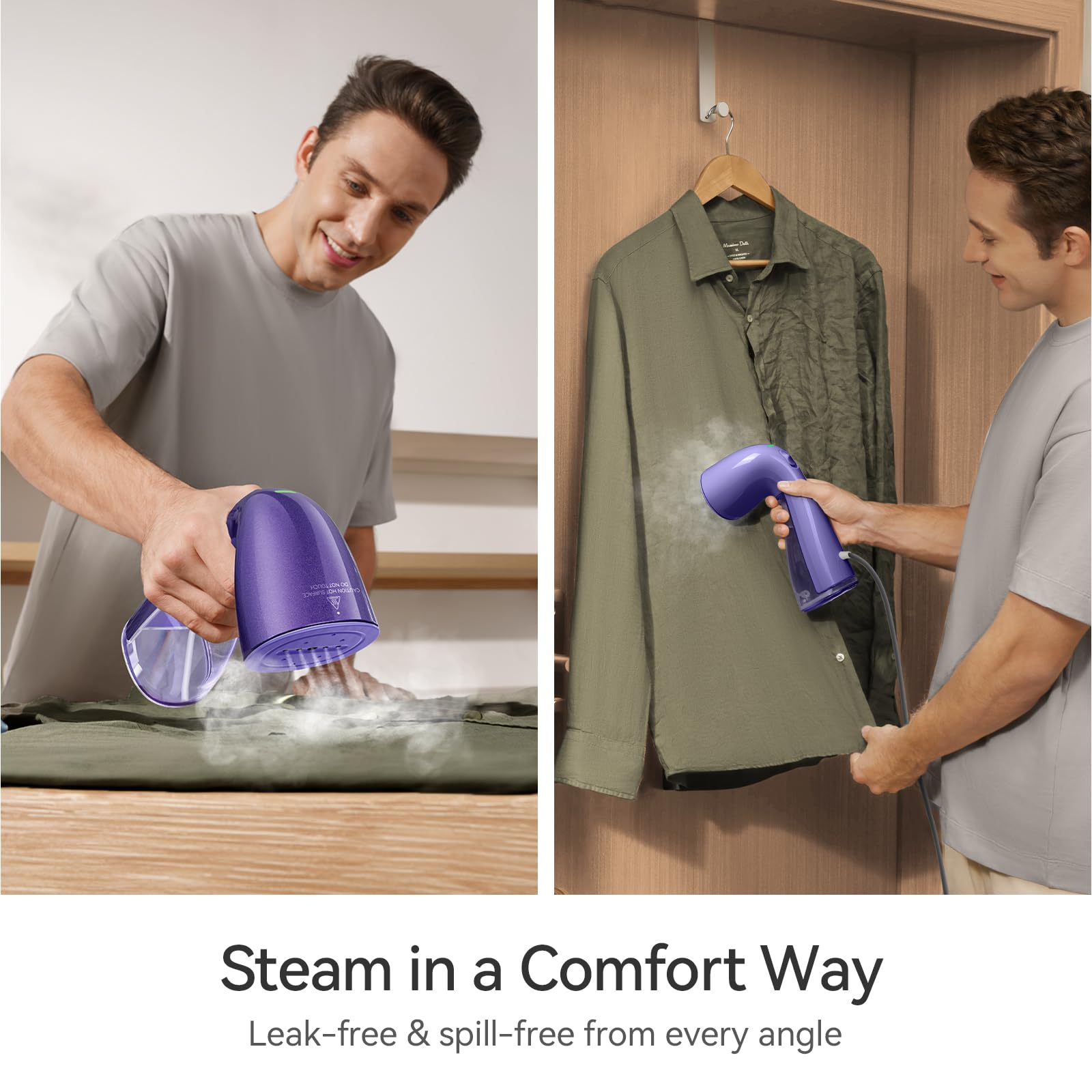 HiLIFE Steamer for Clothes, Portable Handheld Clothing Steamer, 240ml Big Capacity, 700W, Strong Power, Fabric Quick Wrinkle Remover with Brush for Home, Office, Travel (ONLY 120V) -Blue