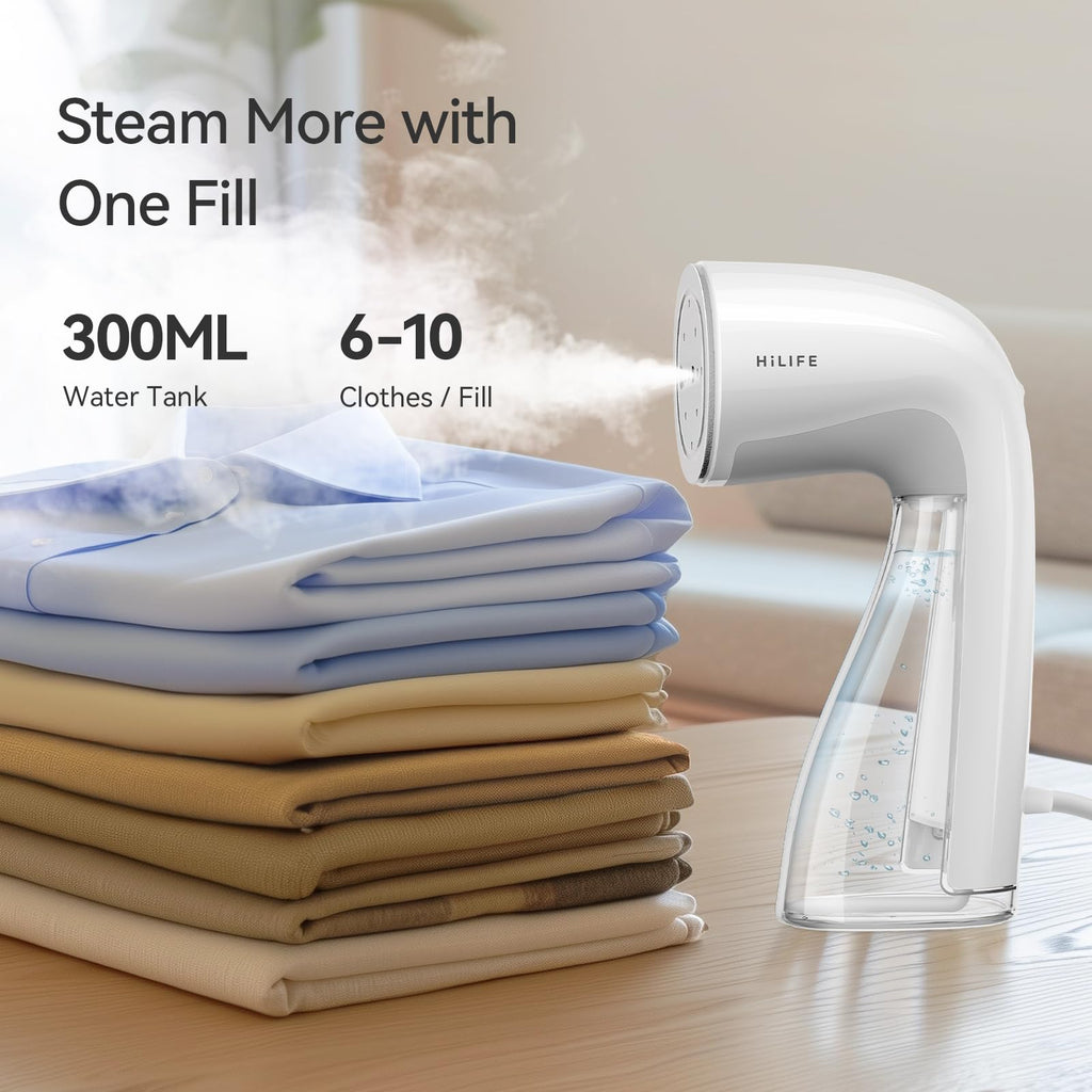HiLIFE Steamer for Clothes, Portable Handheld Clothing Steamer, 240ml Big Capacity, 700W, Strong Power, Fabric Quick Wrinkle Remover with Brush for Home, Office, Travel (ONLY 120V) -Blue