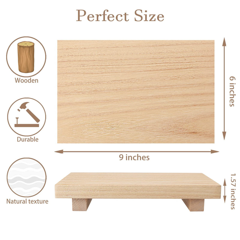 zoocatia Small Wood Tray Pedestal Stand Farmhouse Bathroom Decor Decorative Wooden Riser Kitchen Soap Dish Holder for Vanity, Counter, Sink, 9" x 5.9" - Black