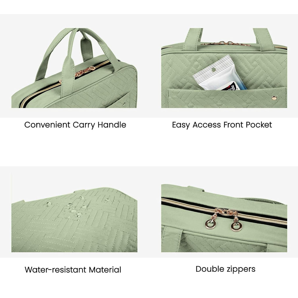 BAGSMART Large Toiletry Bag Travel Bag with Hanging Hook, Water-resistant Makeup Cosmetic Bag Travel Organizer for Accessories, Shampoo, Full Sized Container, Toiletries