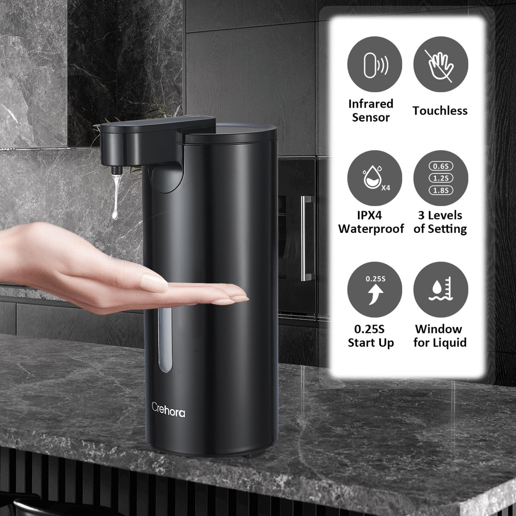 Automatic Soap Dispenser, Automatic Soap Dispenser Touchless, Kitchen & Bathroom, 3 Adjustable Volume for Liquid Soap, Water-Resistant, Hotel, Restaurant and School, Clog-Free, Stainless Steel