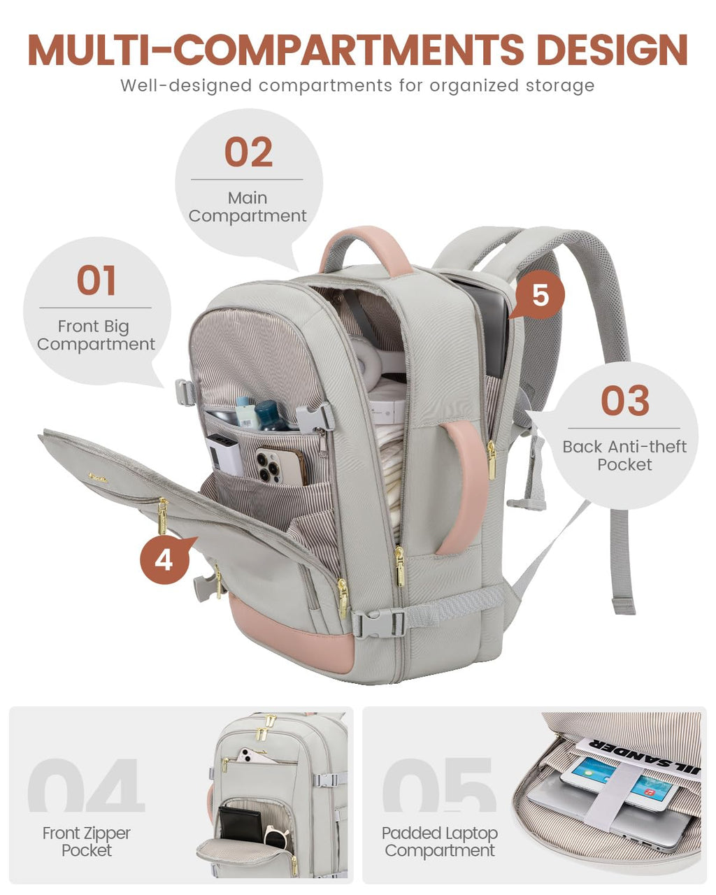 LOVEVOOK Carry On Travel Backpack For Women Men Flight Approved, 40L Personal Item Backpack for Airplanes, Business Weekender Overnight Daypack Fits 17 Inch Laptop, With 2 Packing Cubes, Black