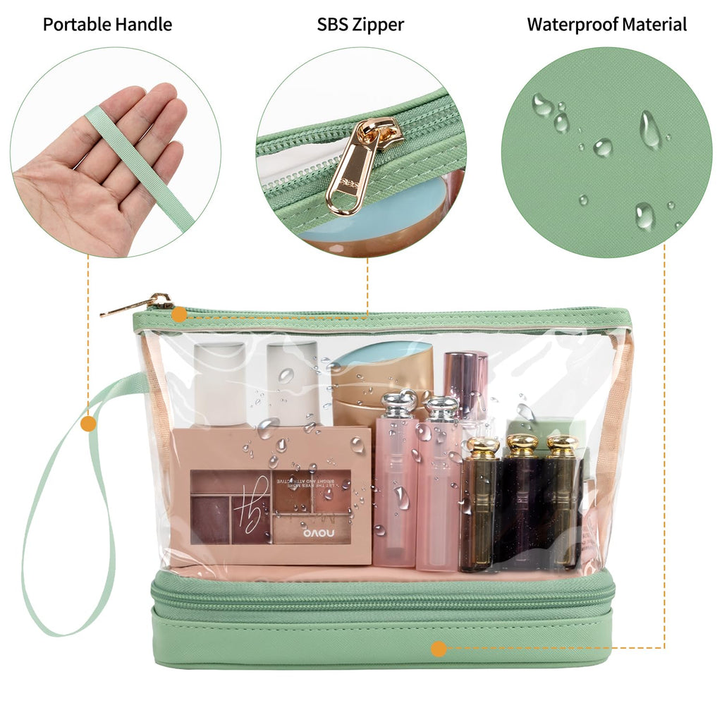 Ethereal Clear Makeup Bag, TSA Travel Makeup Organizer Bag Rose Gold Makeup Bags for Women Small Cosmetic Bag Portable Makeup Bag for Purse