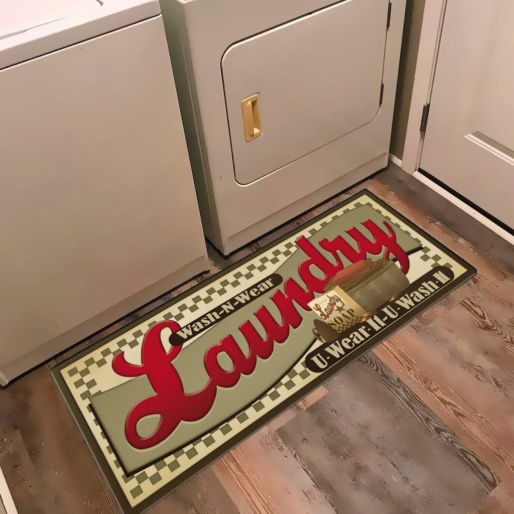 UKELER Laundry Room Rug Runner, Farmhouse Laundry Mats for Washroom Laundry Room Bathroom Kitchen, Non Slip Anti Fatigue Laundry Rugs 48''x20''