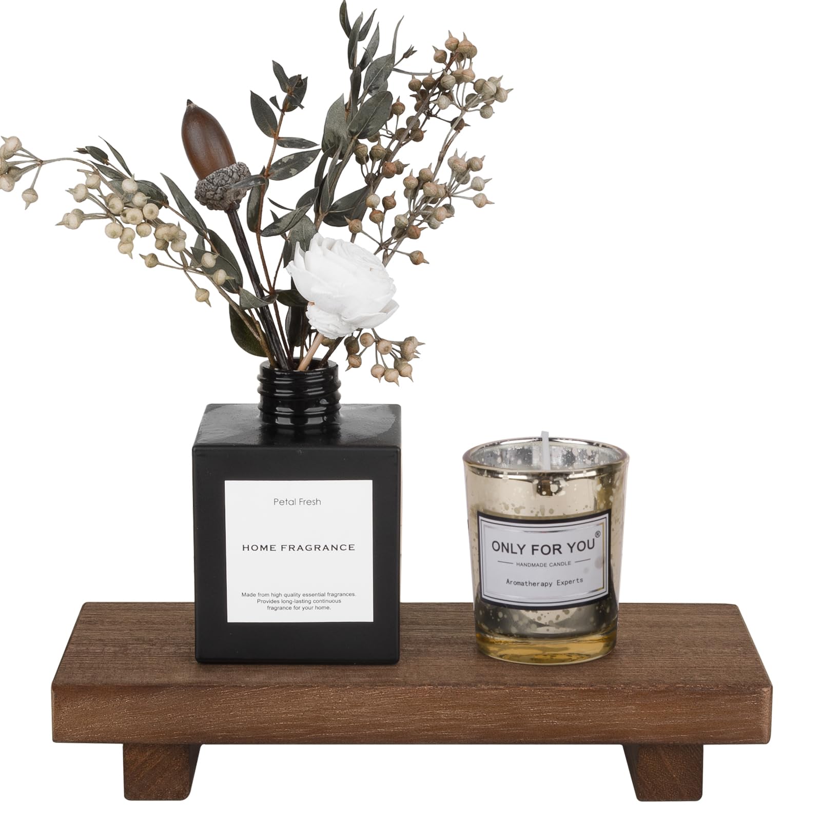 zoocatia Small Wood Tray Pedestal Stand Farmhouse Bathroom Decor Decorative Wooden Riser Kitchen Soap Dish Holder for Vanity, Counter, Sink, 9" x 5.9" - Black