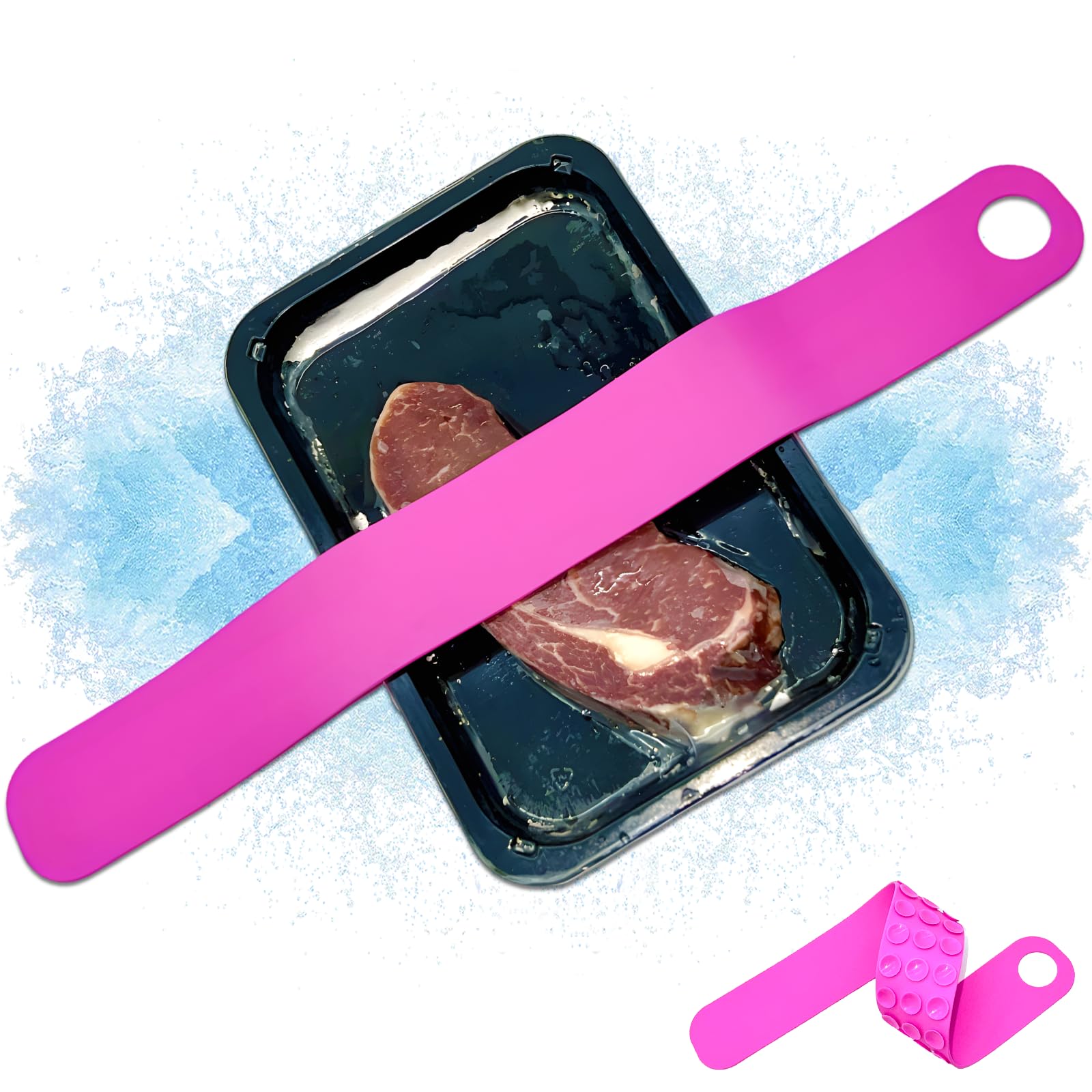 Thaw Belt, Silicone Sink Thawing Fixator Belt, Longer Faster & Safer Defrosting Belt for Frozen Meat Fruit and Vegetable, Thaws in Minutes Instead of Hours, Super Suction, no Heat Required (Blue)