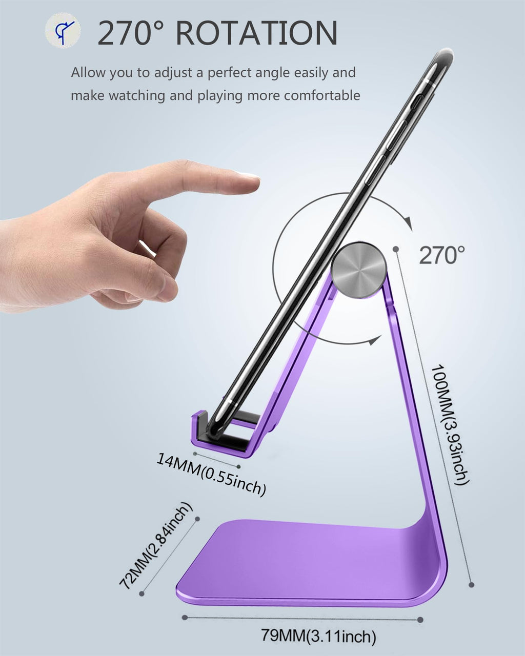 CreaDream Adjustable Cell Phone Stand, Phone Stand, Cradle, Dock, Holder, Aluminum Desktop Stand Compatible with Phone 16 15 14 13 12 11 Pro Max Plus SE, Accessories Desk, All Mobile Phones-Rose Gold