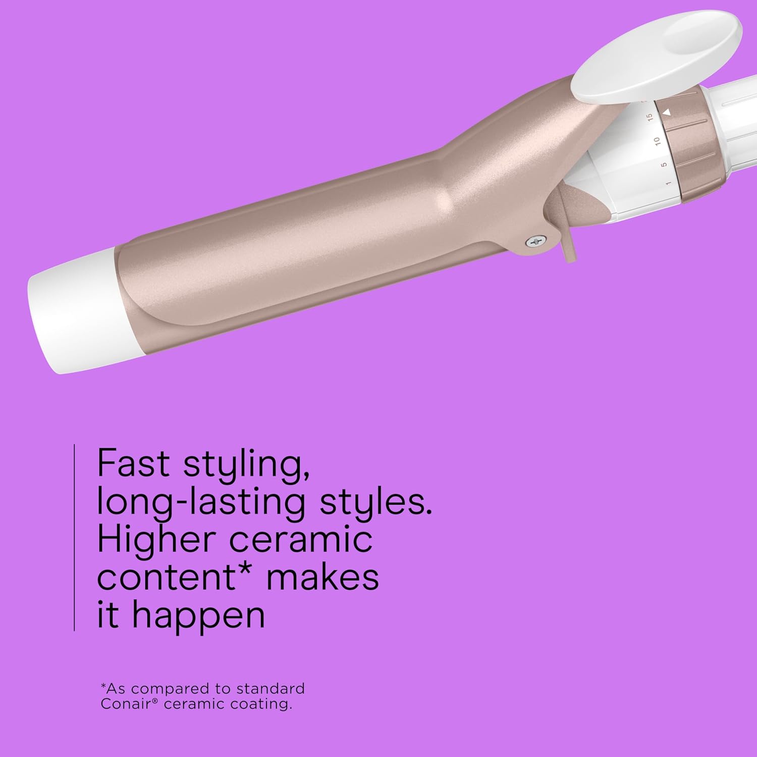 Conair Double Ceramic 1 ¼-Inch Curling Iron, 1 ¼-Inch Barrel Creates Loose Curls, Hair Curler for Use on Medium & Long Hair, White/Rose Gold