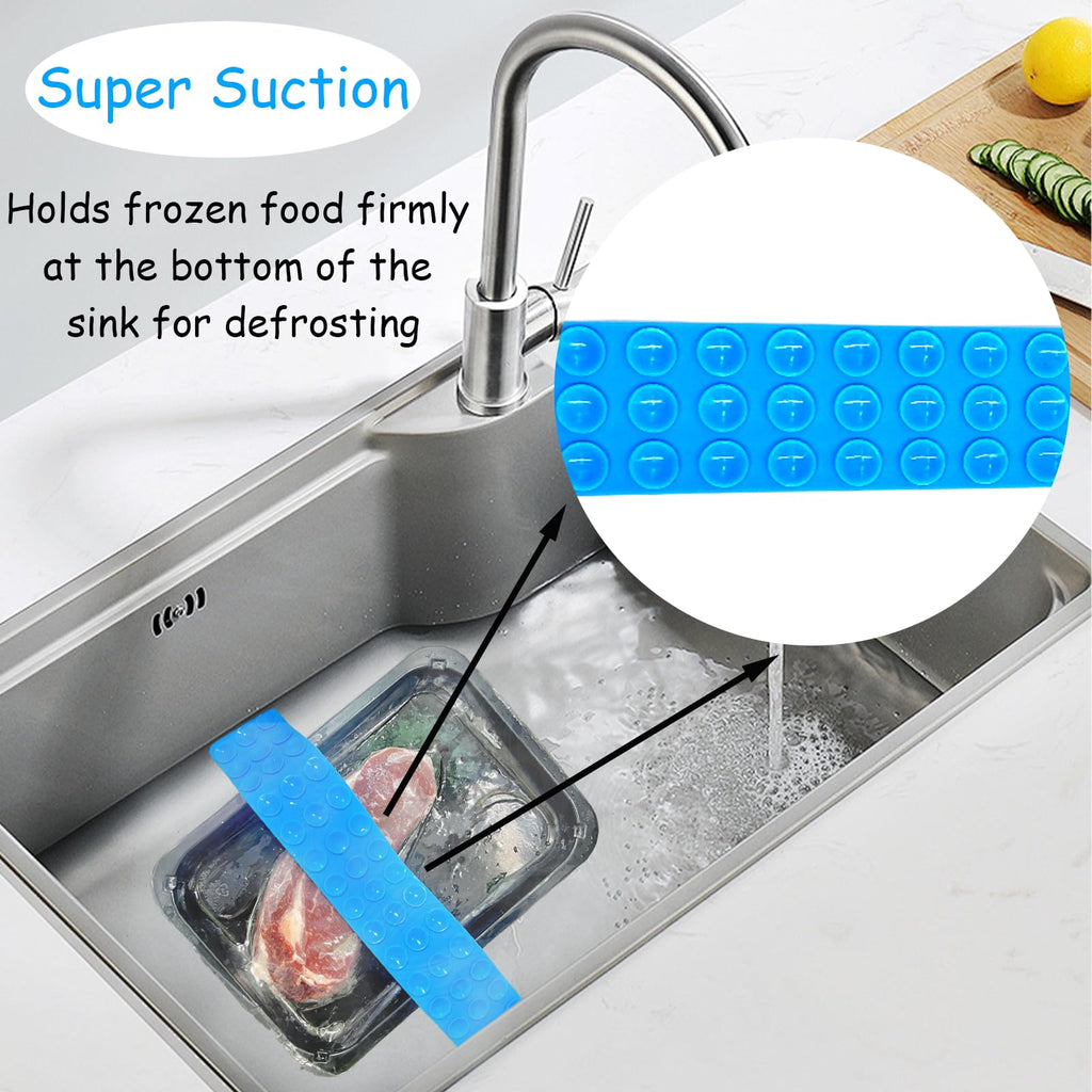 Thaw Belt, Silicone Sink Thawing Fixator Belt, Longer Faster & Safer Defrosting Belt for Frozen Meat Fruit and Vegetable, Thaws in Minutes Instead of Hours, Super Suction, no Heat Required (Blue)