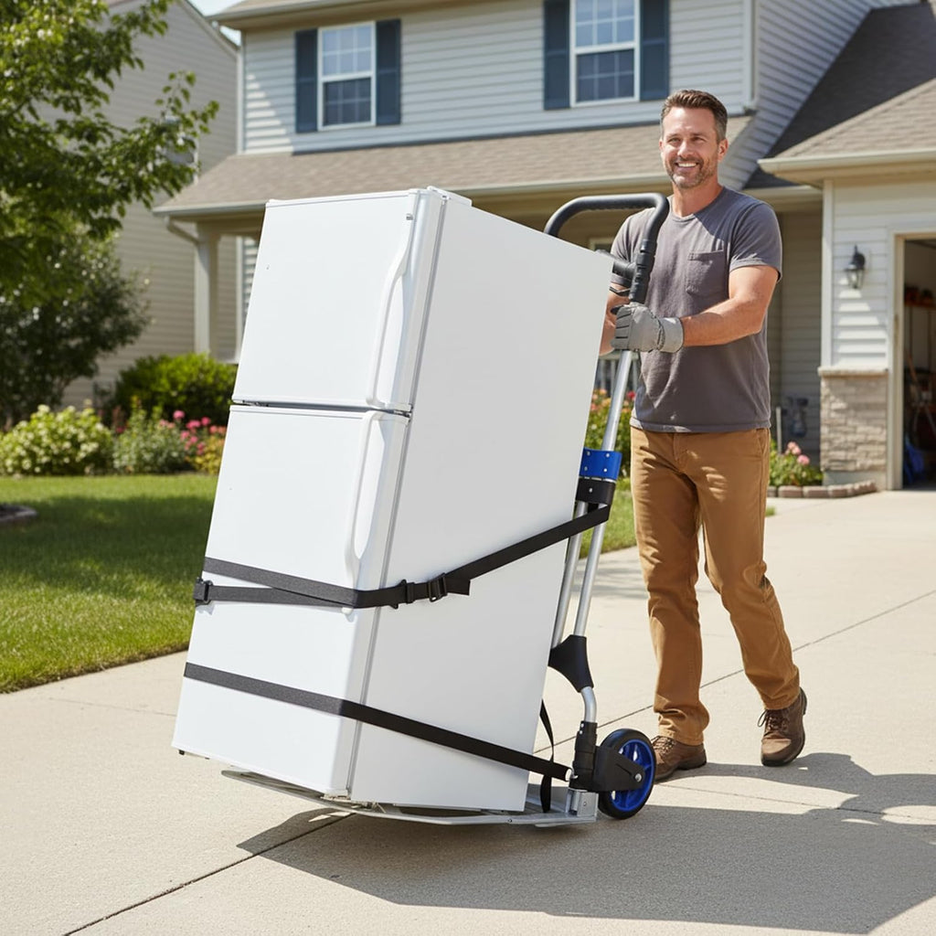 Leeyoung Folding Hand Truck and Dolly,309 lb Capacity Aluminum Portable Cart with Telescoping Handle and PP+EVA Wheels