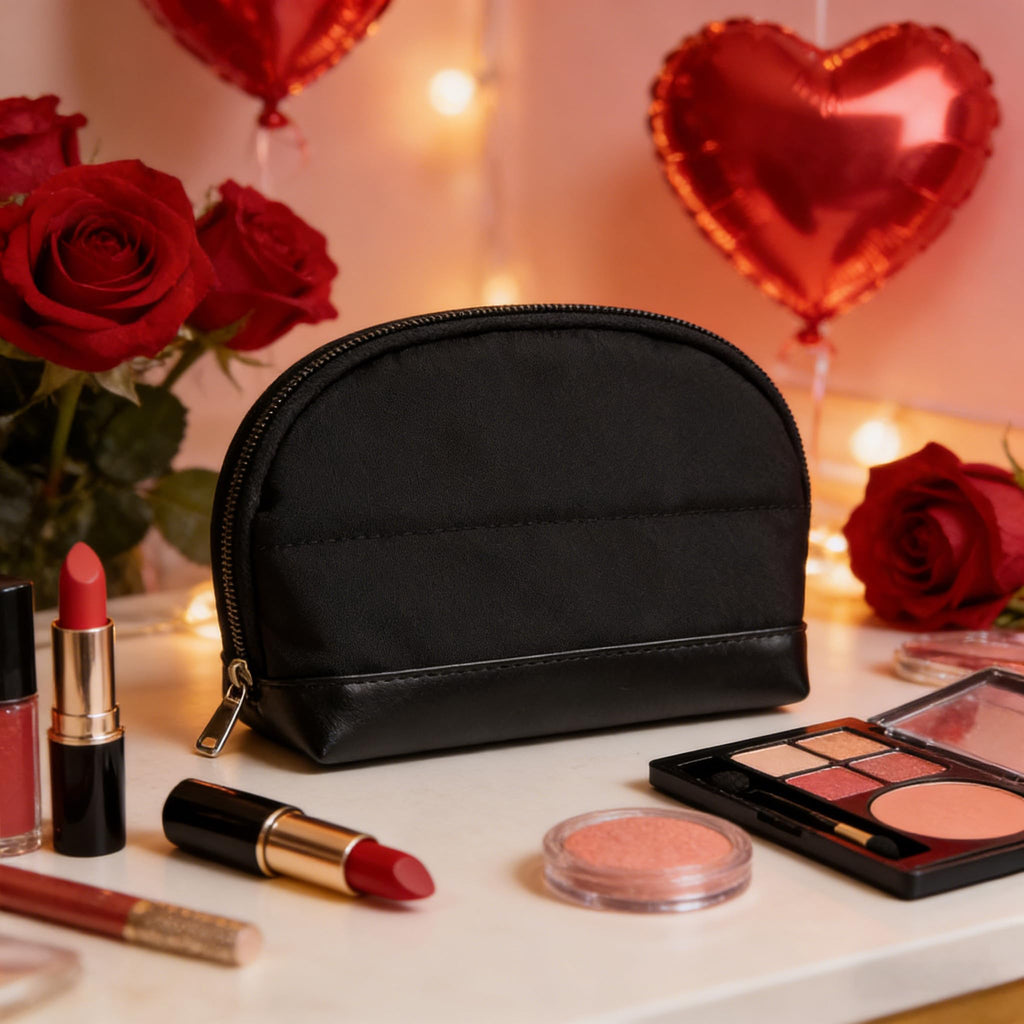 Ethereal Clear Makeup Bag, TSA Travel Makeup Organizer Bag Rose Gold Makeup Bags for Women Small Cosmetic Bag Portable Makeup Bag for Purse