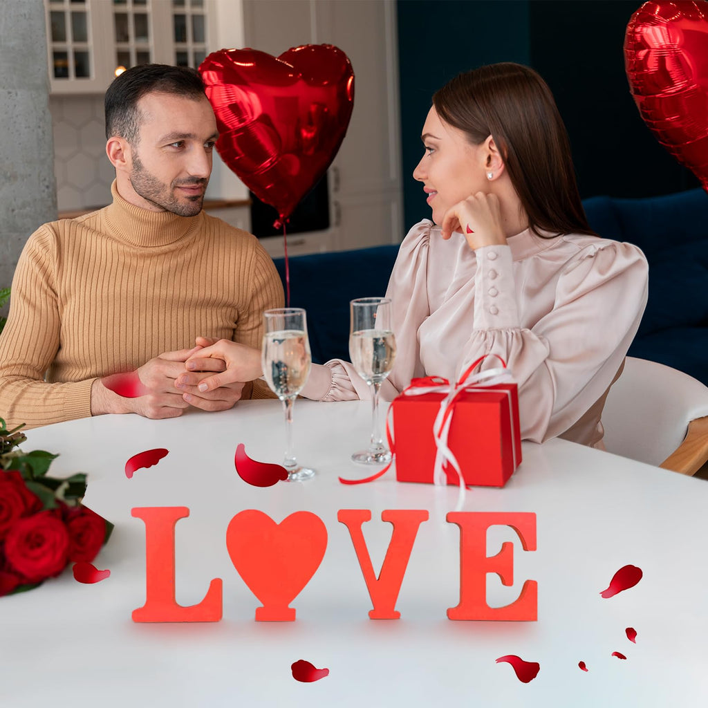 AOCEAN 6 Inch Red Wood Letters Unfinished Wood Letters for Wall Decor Decorative Standing Letters Slices Sign Board Decoration for Craft Home Party Projects (X)