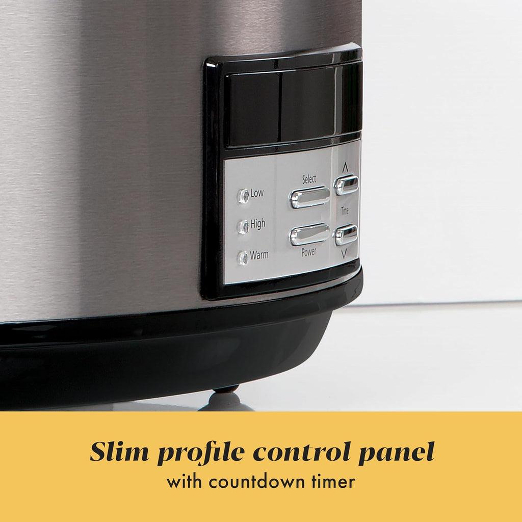 Crock-Pot Large 8-Quart Programmable Slow Cooker with Auto Warm Setting Black Stainless Steel