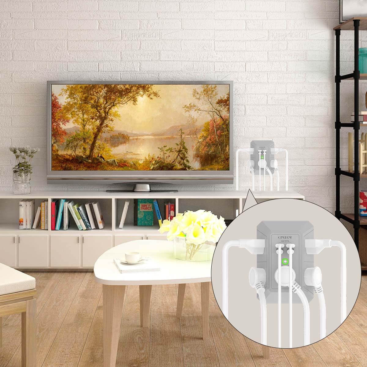 Wall Charger, Surge Protector, QINLIANF 5 Outlet Extender with 4 USB Charging Ports (4.8A Total) 3-Sided 1680J Power Strip Multi Plug Adapter Spaced for Home Travel Office (3U1C)