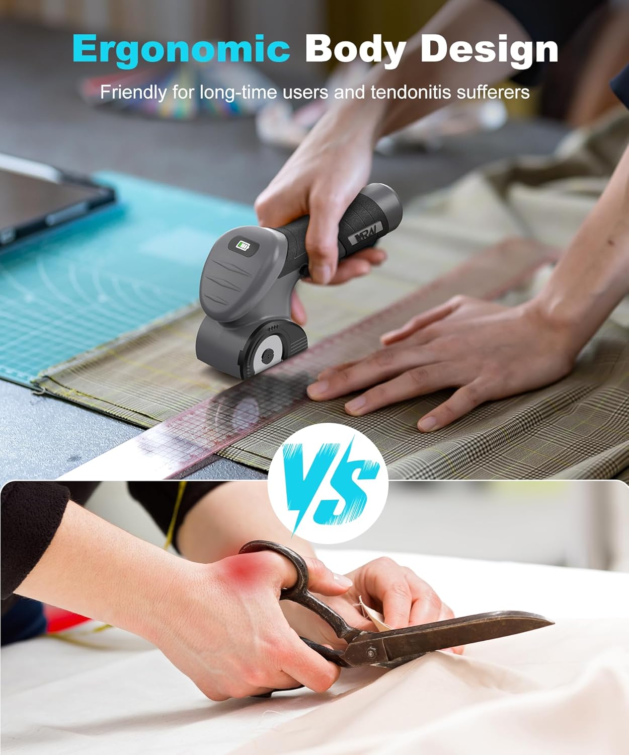Cordless Electric Scissors, Fast Charging Rechargeable Cardboard Cutter with Replaceable Blades and Long-Lasting Battery, Effortless Cutting for Cloth, Fabric, Plastic & Leather