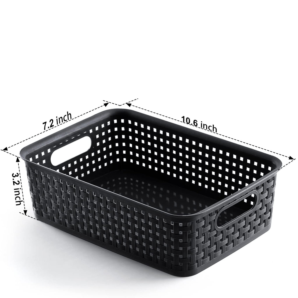 [ 12 Pack ] Plastic Storage Baskets - Small Pantry Organization and Storage Bins - Household Organizers for Laundry Room, Bathrooms, Bedrooms, Kitchens, Cabinets, Countertops, Under Sink or On Shelve