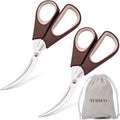 Kitchen Shears Scissors By LEZIFU Crab Crackers and Tools, Large - 8.45"L,Crab Legs, King Crab, Lobster, Shellfish, Prawns,Crawfish(Pack of 2)