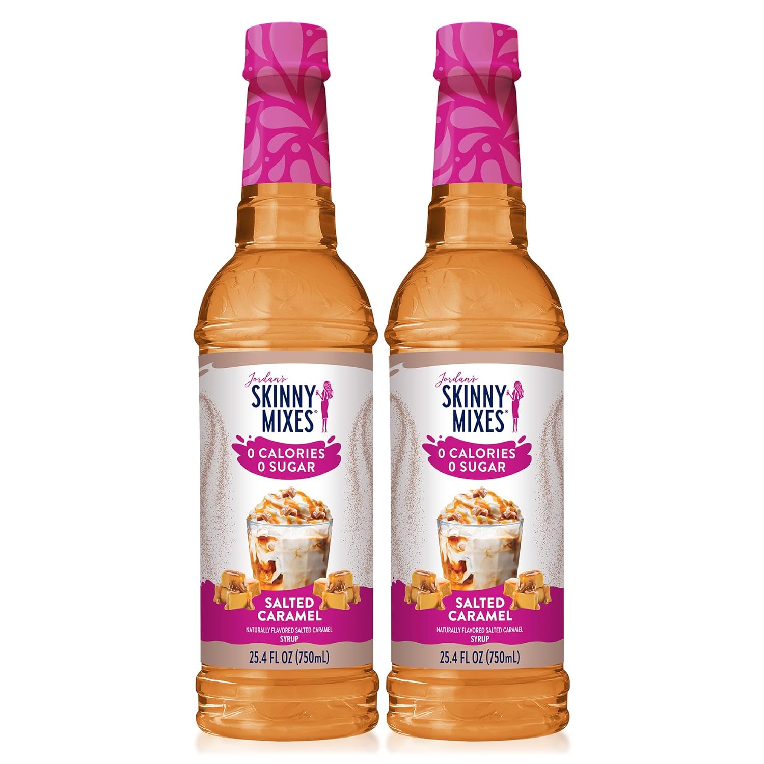 Jordan’s Skinny Mixes Sugar Free Coffee Syrup, Salted Caramel Coffee Flavoring Syrup, Zero Calorie Drink Mix, Lattes, Baking, Protein Shake or Cocktail, Dairy & Gluten Free, Kosher, 25.4 Fl Oz, 2 Pack