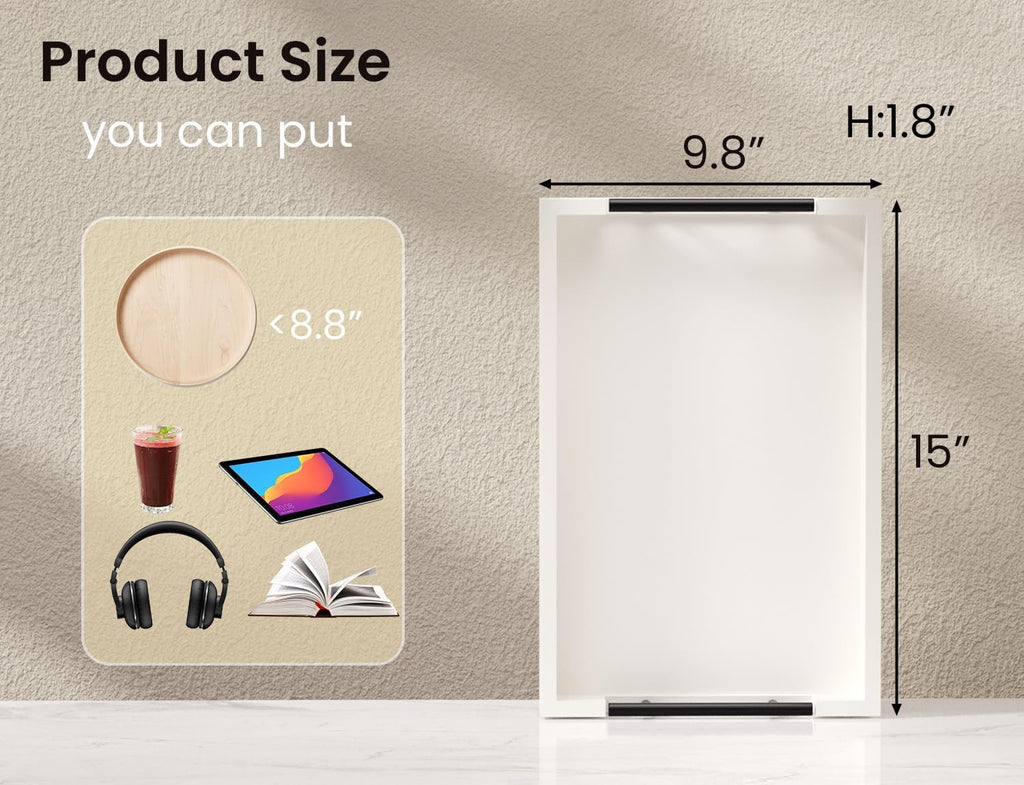 Bamboo Set of 2 Serving Tray with Metal Handles,Ottoman Decorative Trays Platter for Coffee Table,Living Room,Bar,Party(Black)