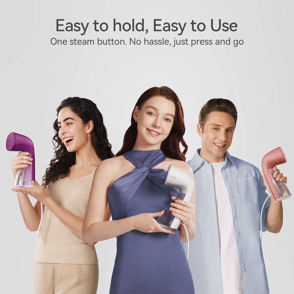 HiLIFE Steamer for Clothes, Portable Handheld Clothing Steamer, 240ml Big Capacity, 700W, Strong Power, Fabric Quick Wrinkle Remover with Brush for Home, Office, Travel (ONLY 120V) -Blue