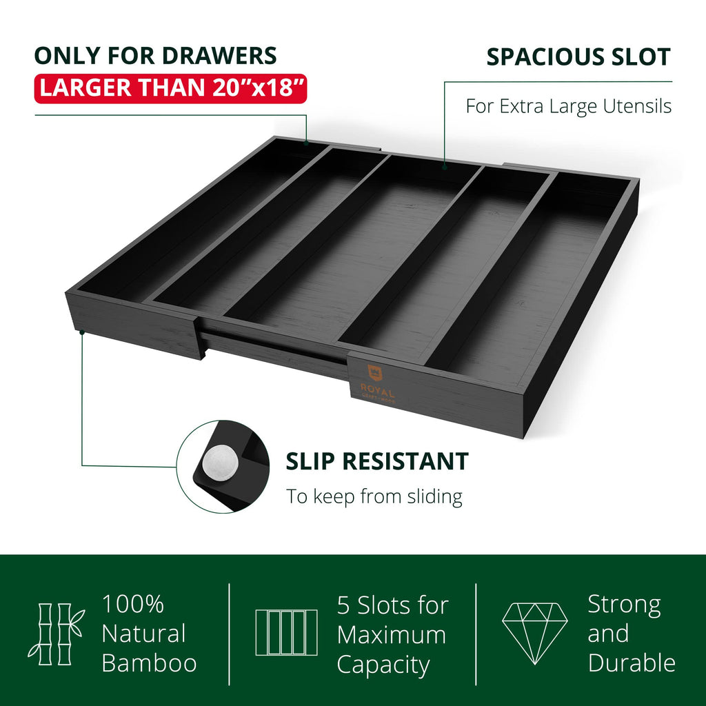 ROYAL CRAFT WOOD Luxury Bamboo Kitchen Drawer Organizer - Silverware Organizer, Utensil Holder & Cutlery Tray Drawer Dividers for Flatware (9 Slot, Natural)