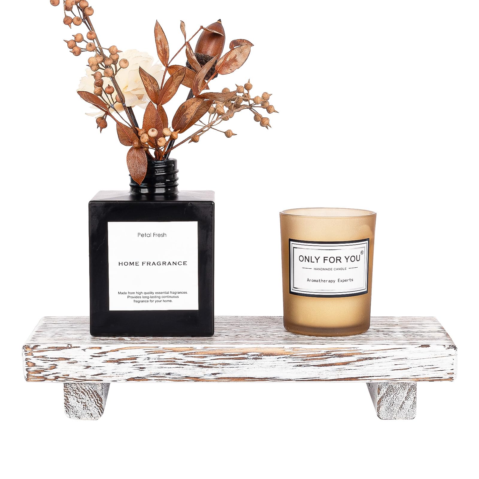 zoocatia Small Wood Tray Pedestal Stand Farmhouse Bathroom Decor Decorative Wooden Riser Kitchen Soap Dish Holder for Vanity, Counter, Sink, 9" x 5.9" - Black