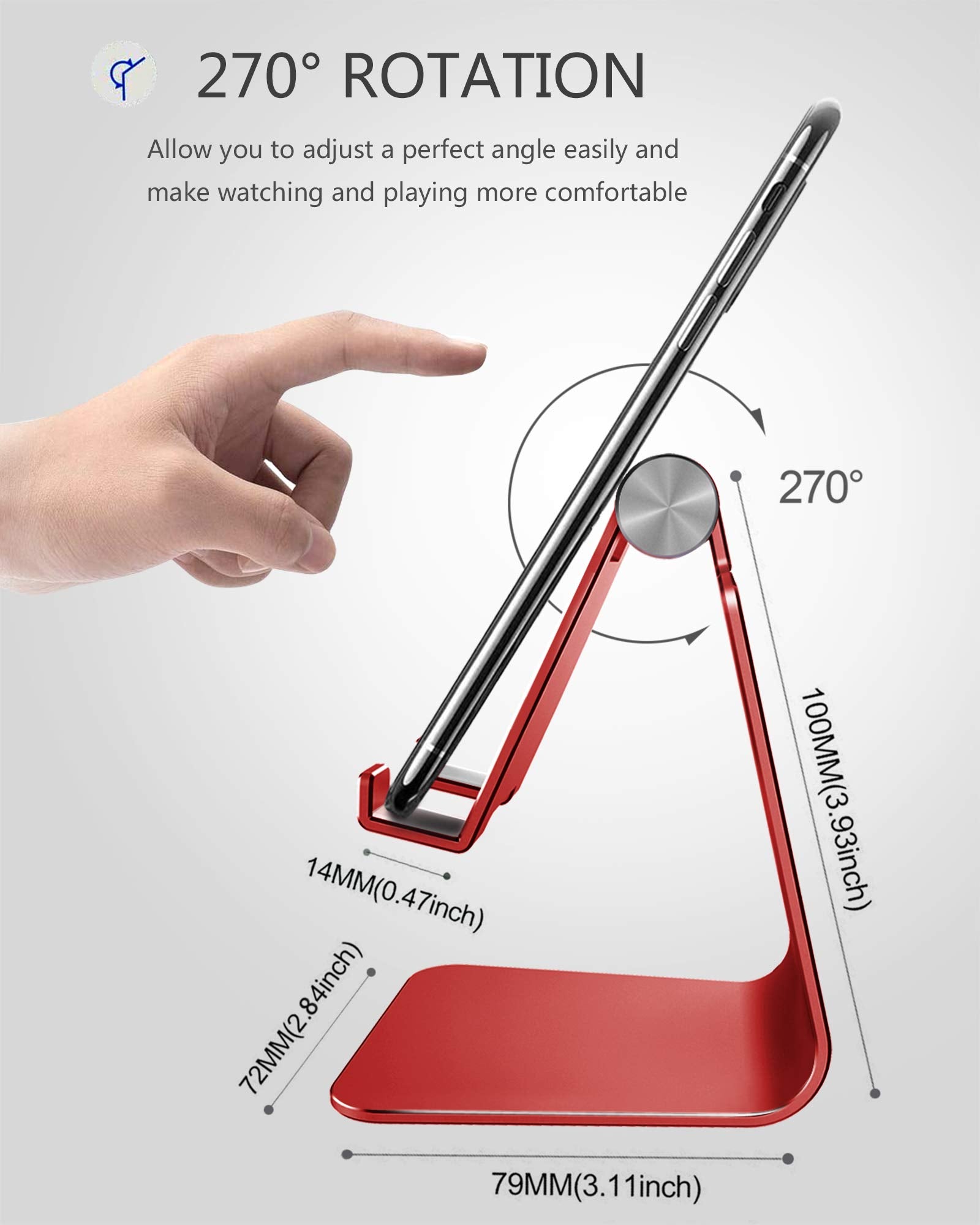 CreaDream Adjustable Cell Phone Stand, Phone Stand, Cradle, Dock, Holder, Aluminum Desktop Stand Compatible with Phone 16 15 14 13 12 11 Pro Max Plus SE, Accessories Desk, All Mobile Phones-Rose Gold