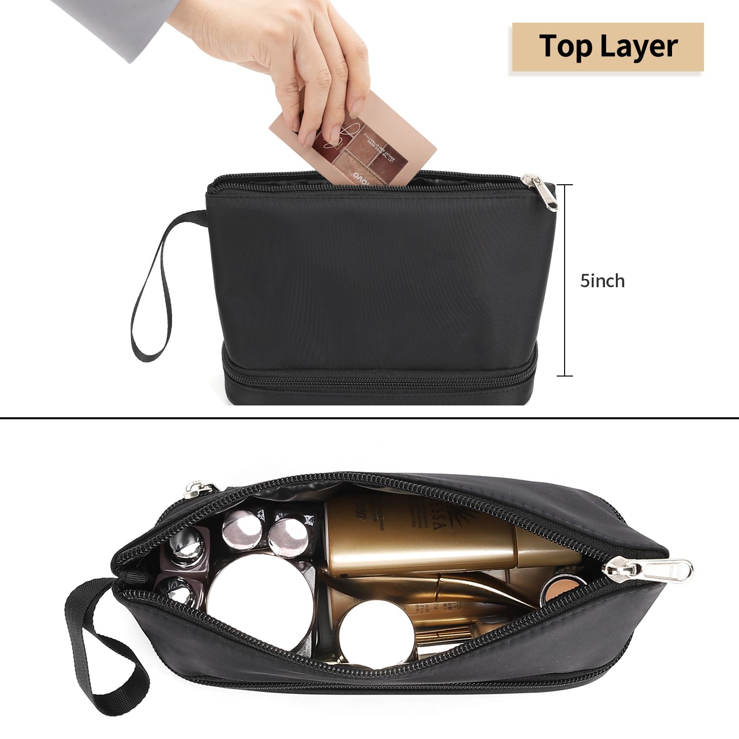 Ethereal Clear Makeup Bag, TSA Travel Makeup Organizer Bag Rose Gold Makeup Bags for Women Small Cosmetic Bag Portable Makeup Bag for Purse