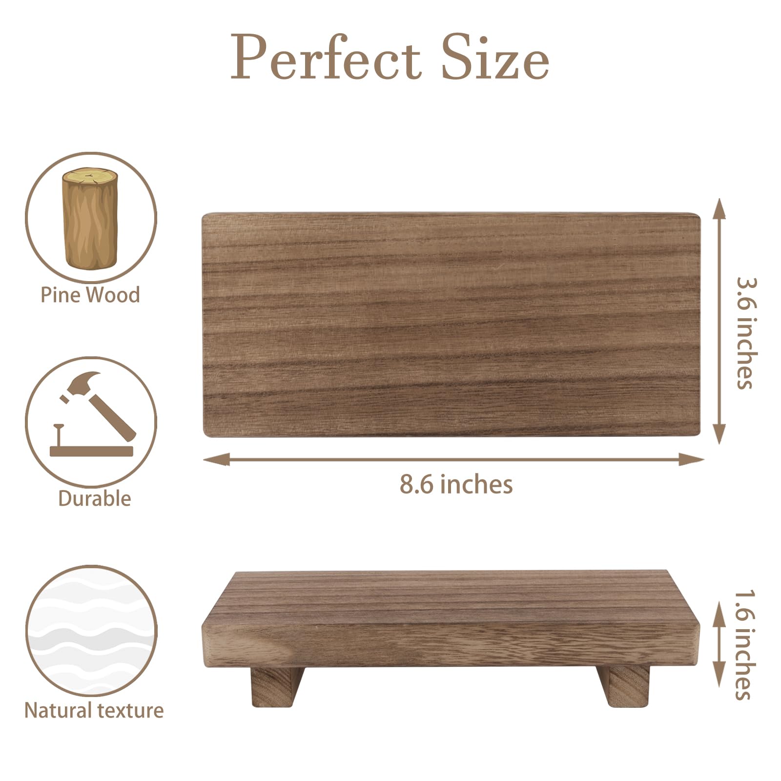 zoocatia Small Wood Tray Pedestal Stand Farmhouse Bathroom Decor Decorative Wooden Riser Kitchen Soap Dish Holder for Vanity, Counter, Sink, 9" x 5.9" - Black