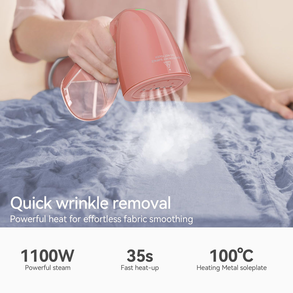 HiLIFE Steamer for Clothes, Portable Handheld Clothing Steamer, 240ml Big Capacity, 700W, Strong Power, Fabric Quick Wrinkle Remover with Brush for Home, Office, Travel (ONLY 120V) -Blue