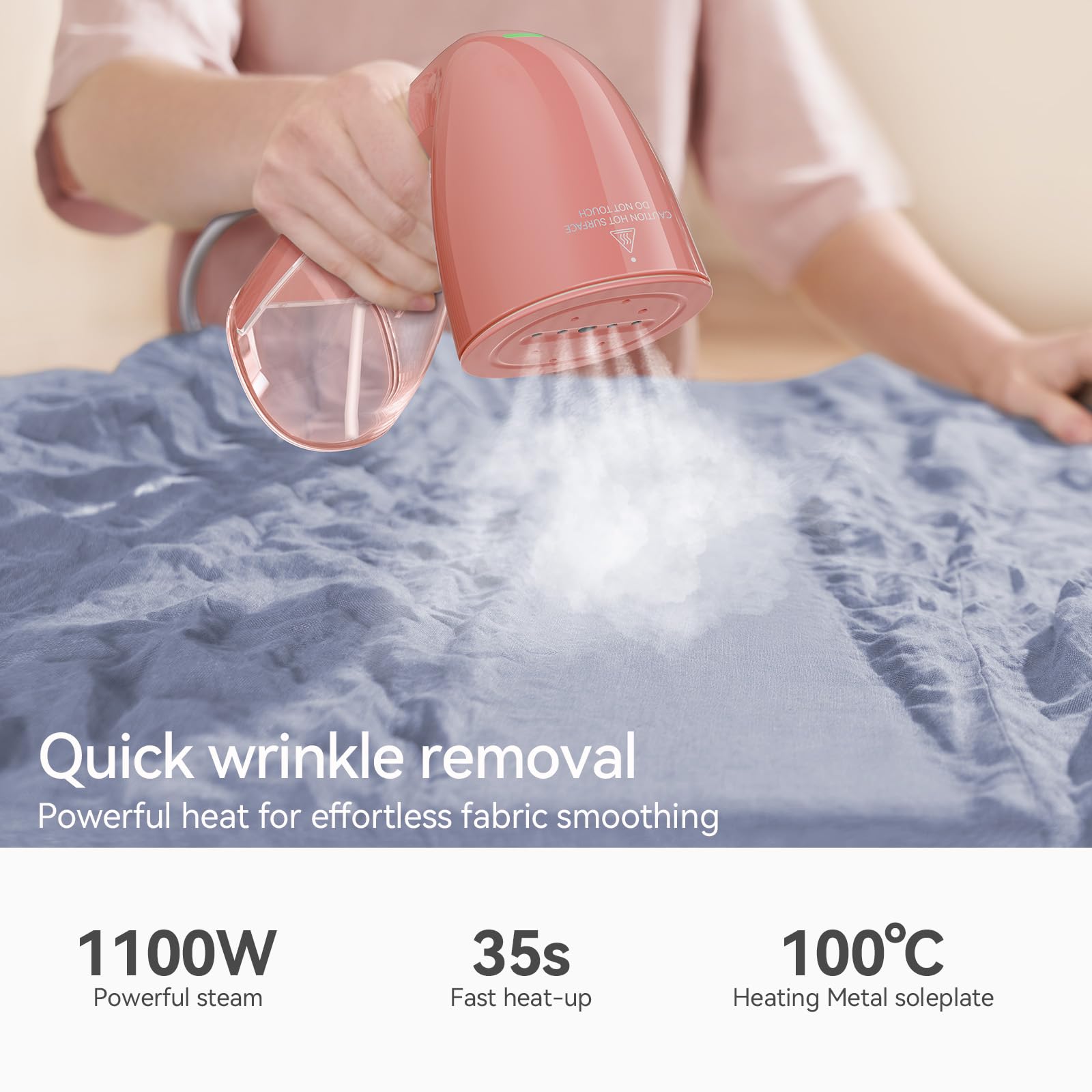 HiLIFE Steamer for Clothes, Portable Handheld Clothing Steamer, 240ml Big Capacity, 700W, Strong Power, Fabric Quick Wrinkle Remover with Brush for Home, Office, Travel (ONLY 120V) -Blue